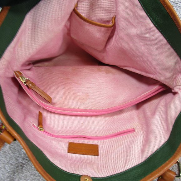 Dooney And Bourke Tote Bag Green Florentine Vachetta Leather Large - Picture 6 of 11